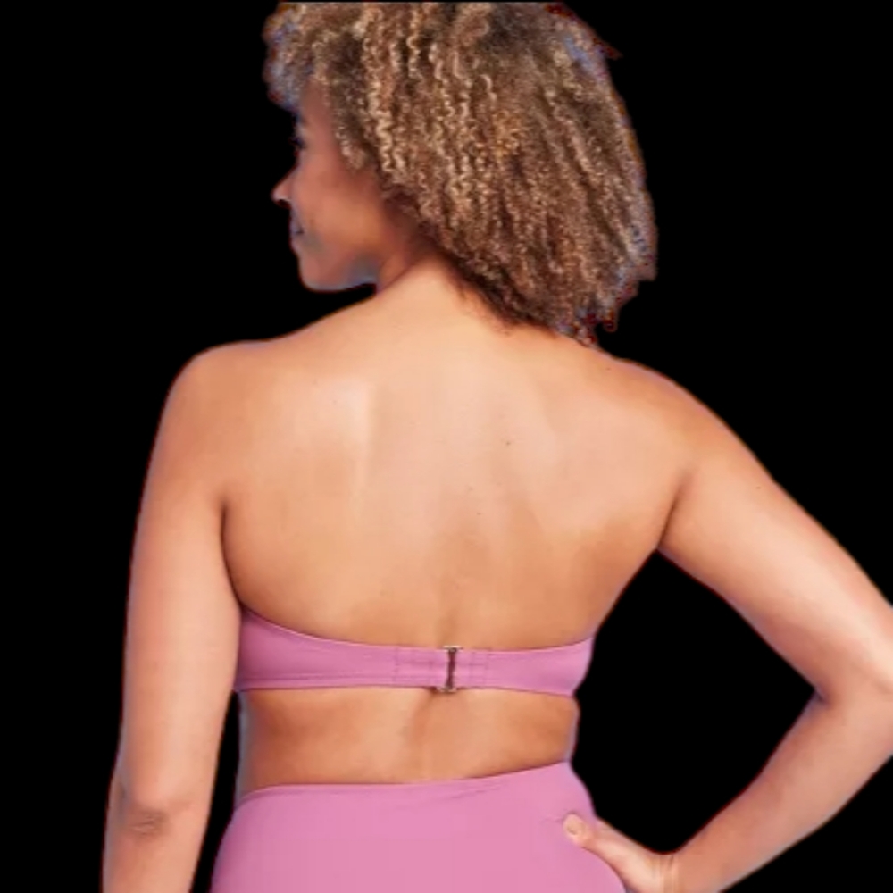 SHADE & SHORE NWT Women's Crochet Bandeau Bikini Top Pink 38DD - Picture 2 of 7